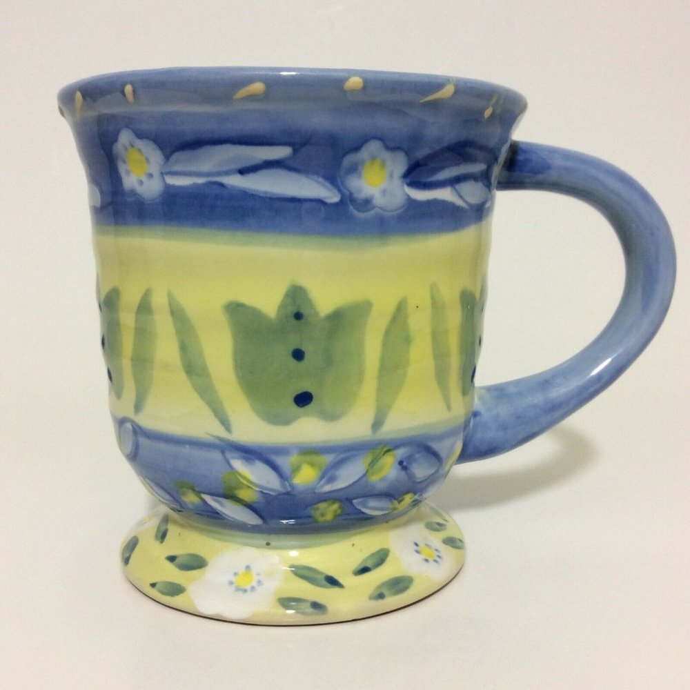LES Fleurs Coffee Mug Cup Oversized Hand Painted